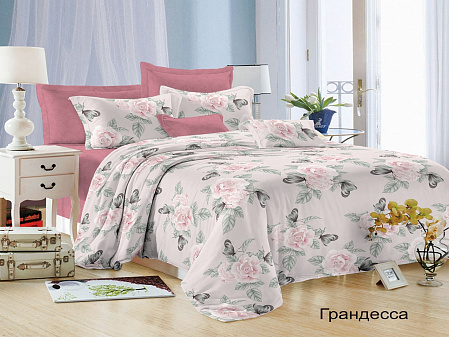 Комплект постельного белья 1,5-спальный Микросатин  Satin Collection  "Грандесса"  Простыня 145х215 см, пододеяльник 143х215 см, наволочка 70х70 см- 2шт