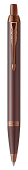 Ручка шариковая PARKER IM Monochrome K328 Burgundy PVD M коричневый матовый M синий стержень, нержавеющая сталь, отделка PVD покрытие, подарочная упаковка