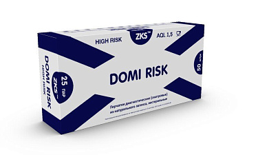 Перчатки латекс 25 пар/50 шт М (8) / High Risk Domi Risk, неопудренные, синие,  прочные ,удлиненные, текстурированные, вес пары -26 г