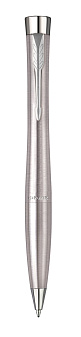 Ручка шариковая PARKER Urban Core Metro Metallic CT M черный стержень, нержавеющая сталь, серебристый отделка, подарочная упаковка