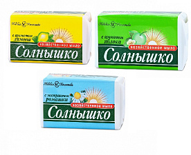 Мыло хозяйственное 140 гр "Солнышко" ассорти в пленке