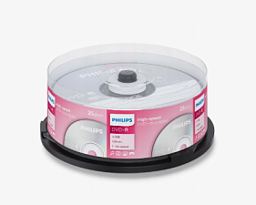 Диск DVD-RW  25шт/уп, Philips Cake Box, 4.7ГБ, 4х