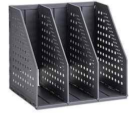 Вертикальный накопитель 3 отдела  Deli 79003black, формат ,  пластик, складной, размеры 150х200х180мм, цвет тёмно-серый