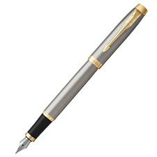 Ручка перьевая PARKER IM Metal Brushed Metal GT F, материал корпуса: латунь, лак, позолота, подарочная упаковка