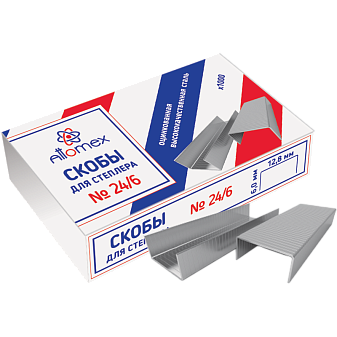 Скобы для степлера №24/6  Attomex, сшивают до 30 листов, 1000 шт/упак
