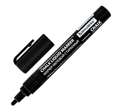 Маркер мелковый  BRAUBERG Chalk, флуоресцентно-черный, круглый наконечник, толщина линии до 3 мм, водная основа 