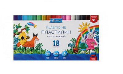 Пластилин 18 цветов  "Глобус" Классика 320 грамм