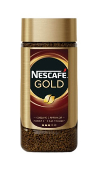 Кофе "Nescafe Gold" растворимый сублимированный 190гр, с молотым в стеклянной банке