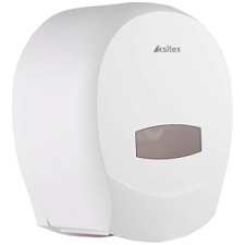 Держатель для туалетной бумаги система Т1 до 500 м KSITEX TH-8001A, пластиковый, белый, замок, окно. 