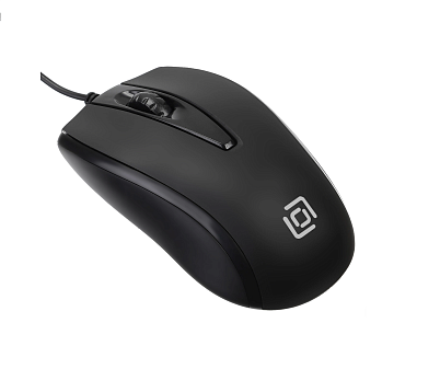 Мышь проводная Oklick 325M оптическая (1200dpi) USB (3but), 3 кнопки,   длина провода 1,6м, размер 61x107x36мм, цвет черный