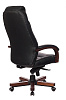Кресло T-9923WALNUT/BLACK. Обивка - кожа, цвет черный. Деревянная крестовина. Механизм со смещенной осью качания с возможностью фиксации в нескольких положениях. Нагрузка до 200 кг