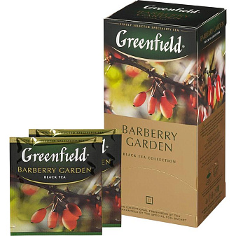 Чай "Greenfield "Barberry Garden" черный с ароматом барбариса 25 пакетиков с ярлычком по 1,5г в саше