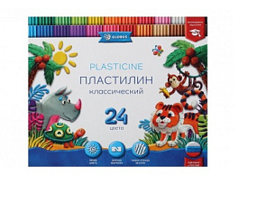 Пластилин 24 цвета  "Глобус" Классика  480 грамм