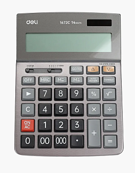 Калькулятор Deli 14 разряд. Core E1671C 185х135х38мм бухгалтерский, настольный, серый